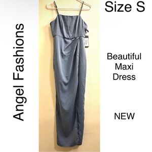 Elegant Blue/Grayish Strap Maxi Dress Prom Wedding Night Out Spring Summer